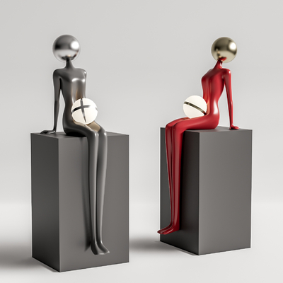 现代抽象人物雕塑su模型