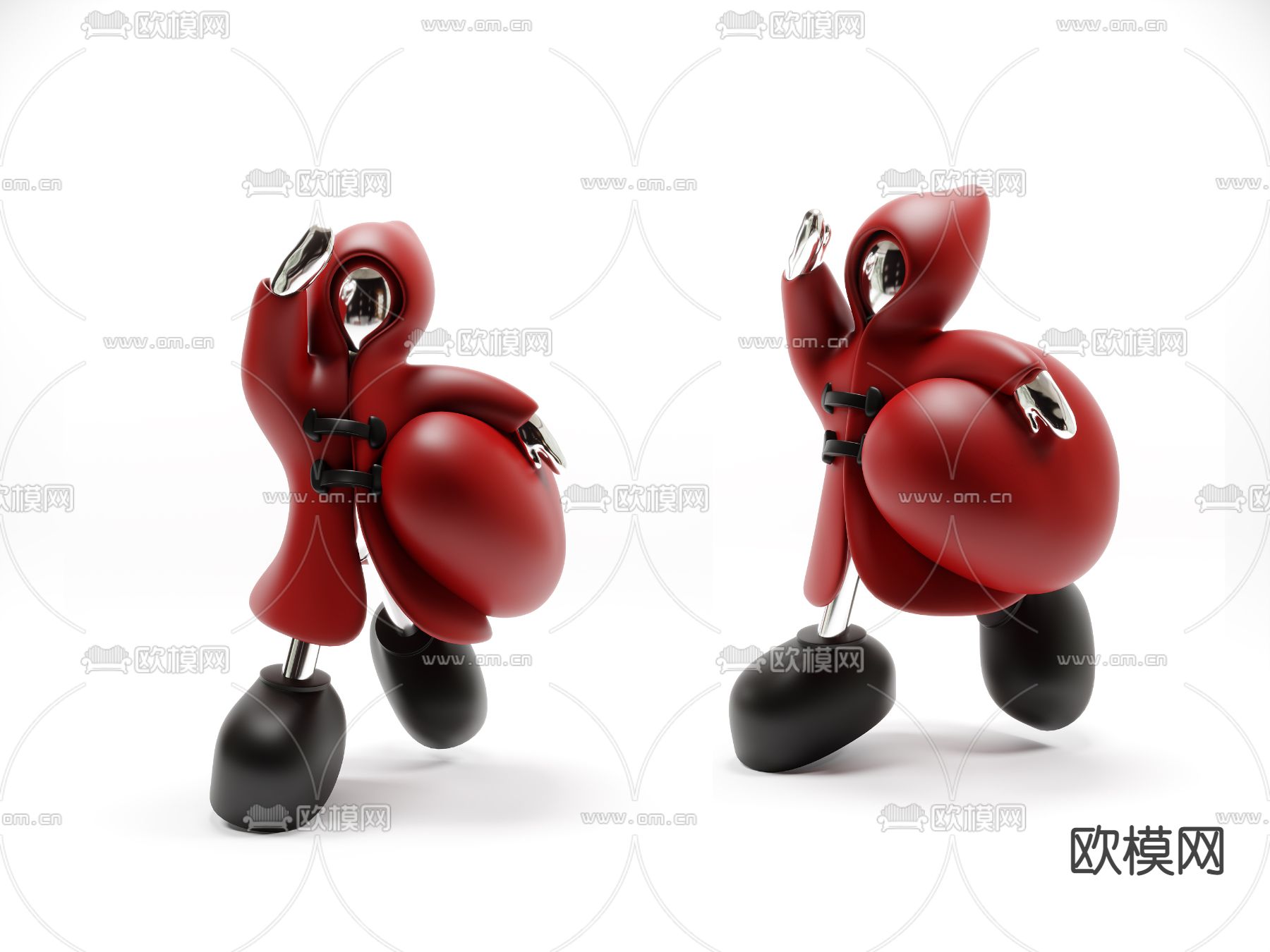 现代抽象人物雕塑摆件3d模型