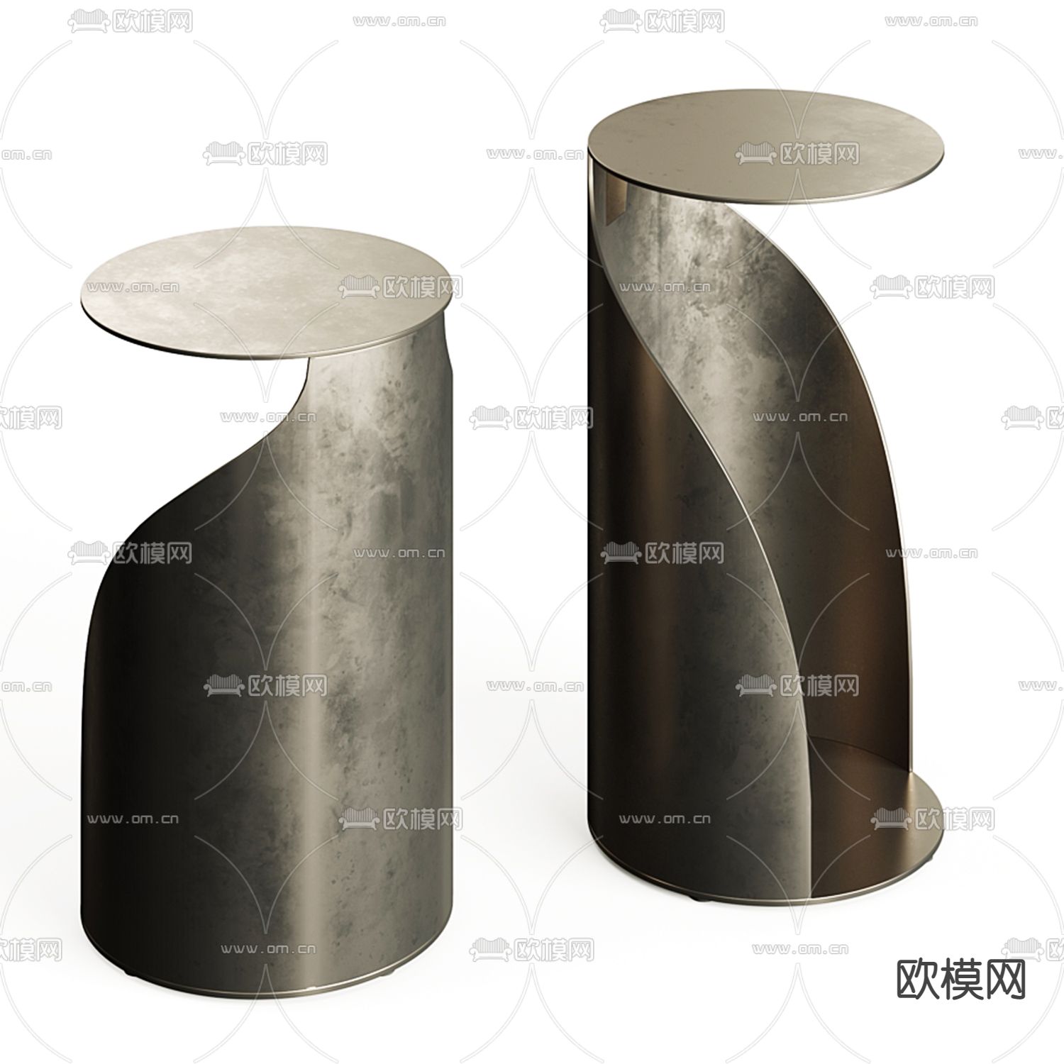 现代边几圆几3d模型下载（渲染图1）