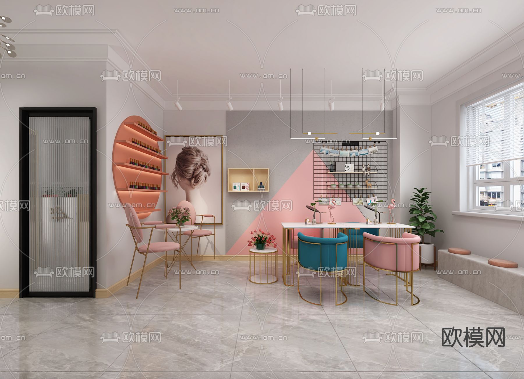现代美容美甲店免费3d模型下载（渲染图5）