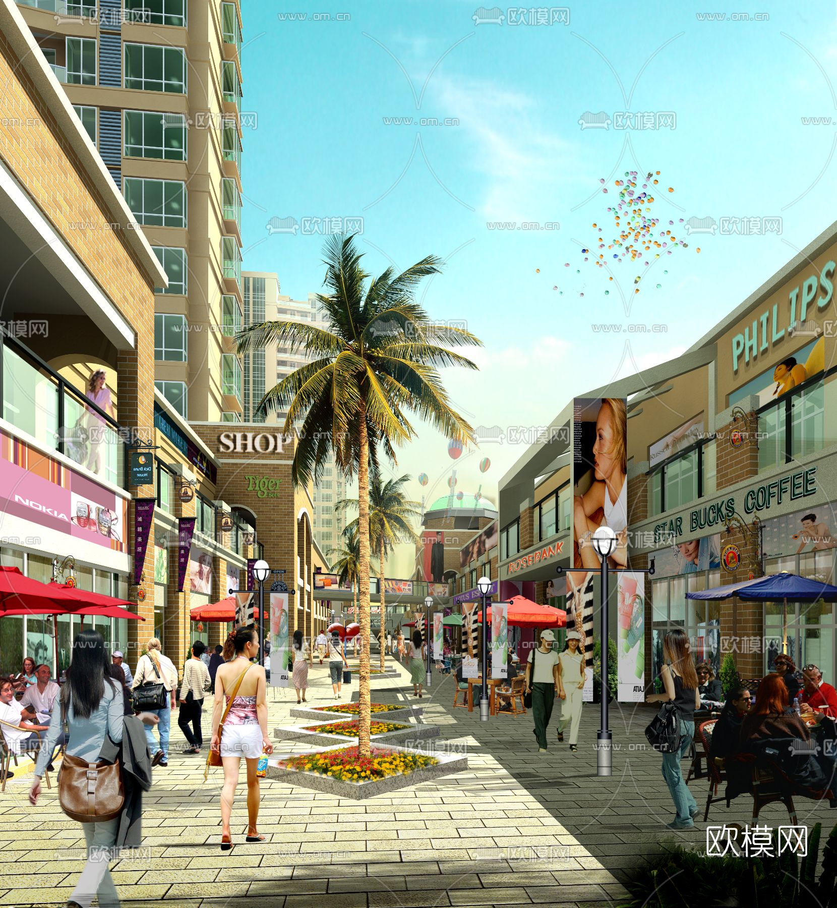 欧式商业街psd下载