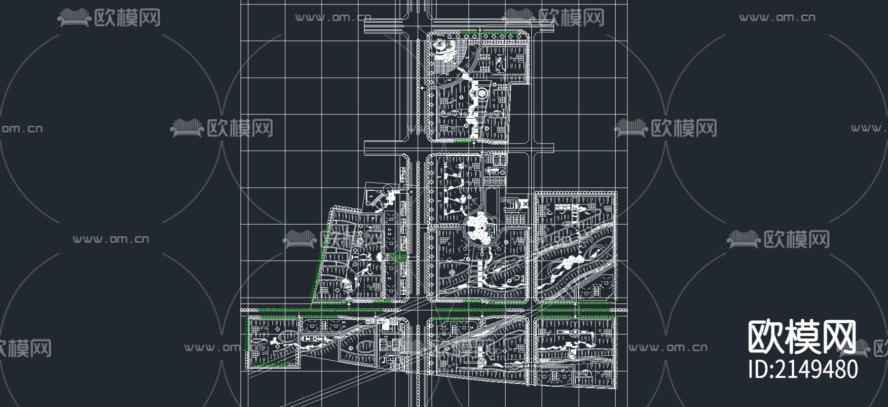 小区规划cad施工图下载（渲染图2）