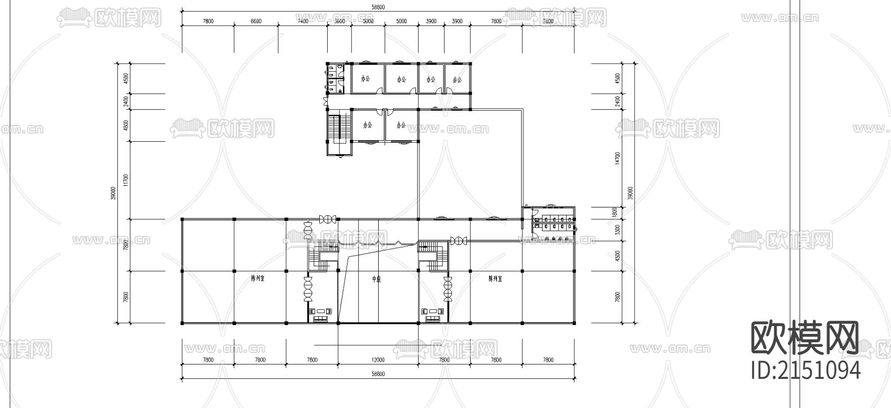 文化艺术中心博物馆cad施工图下载（渲染图1）