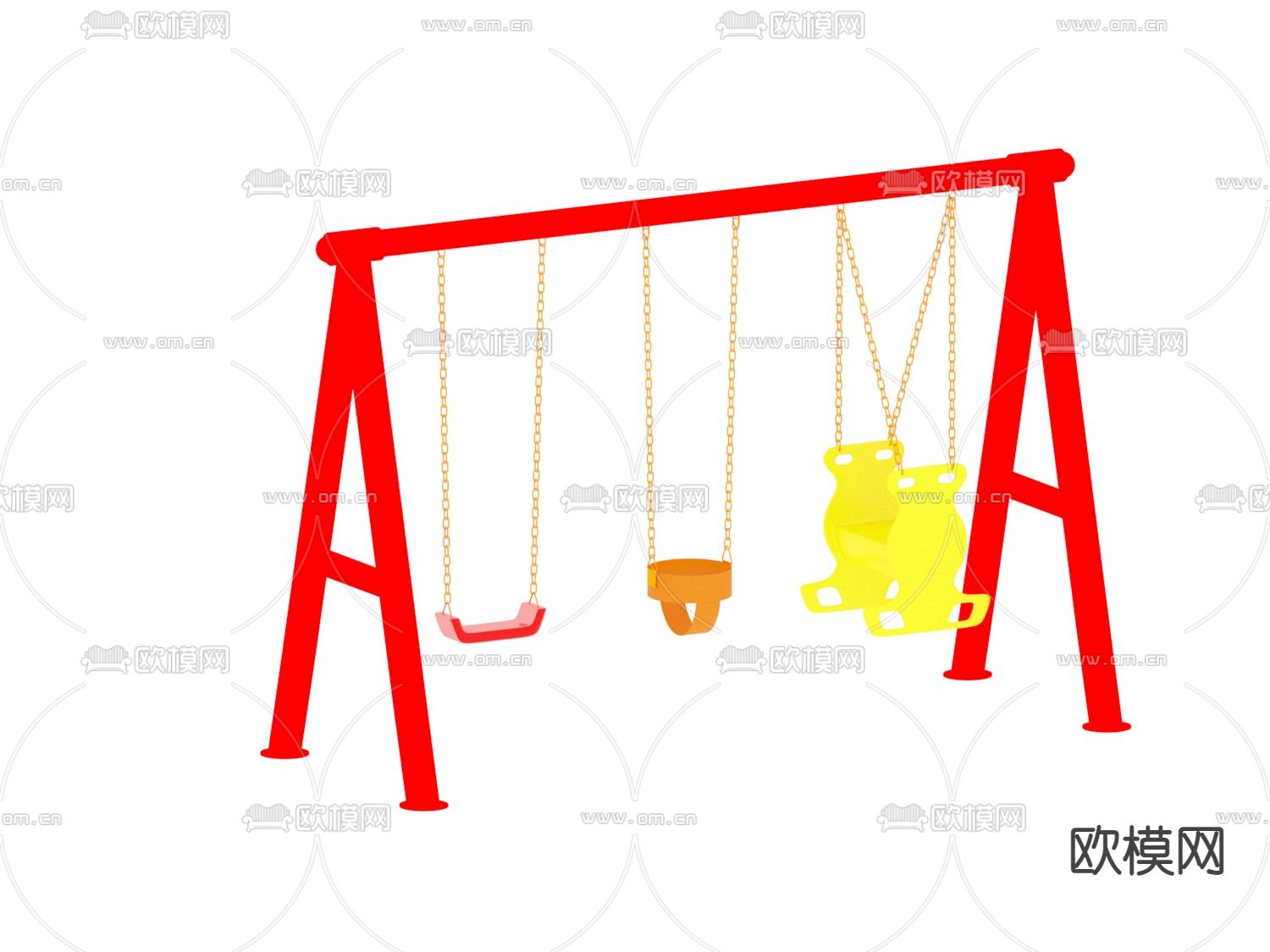 现代金属儿童秋千游乐设备免费3d模型下载