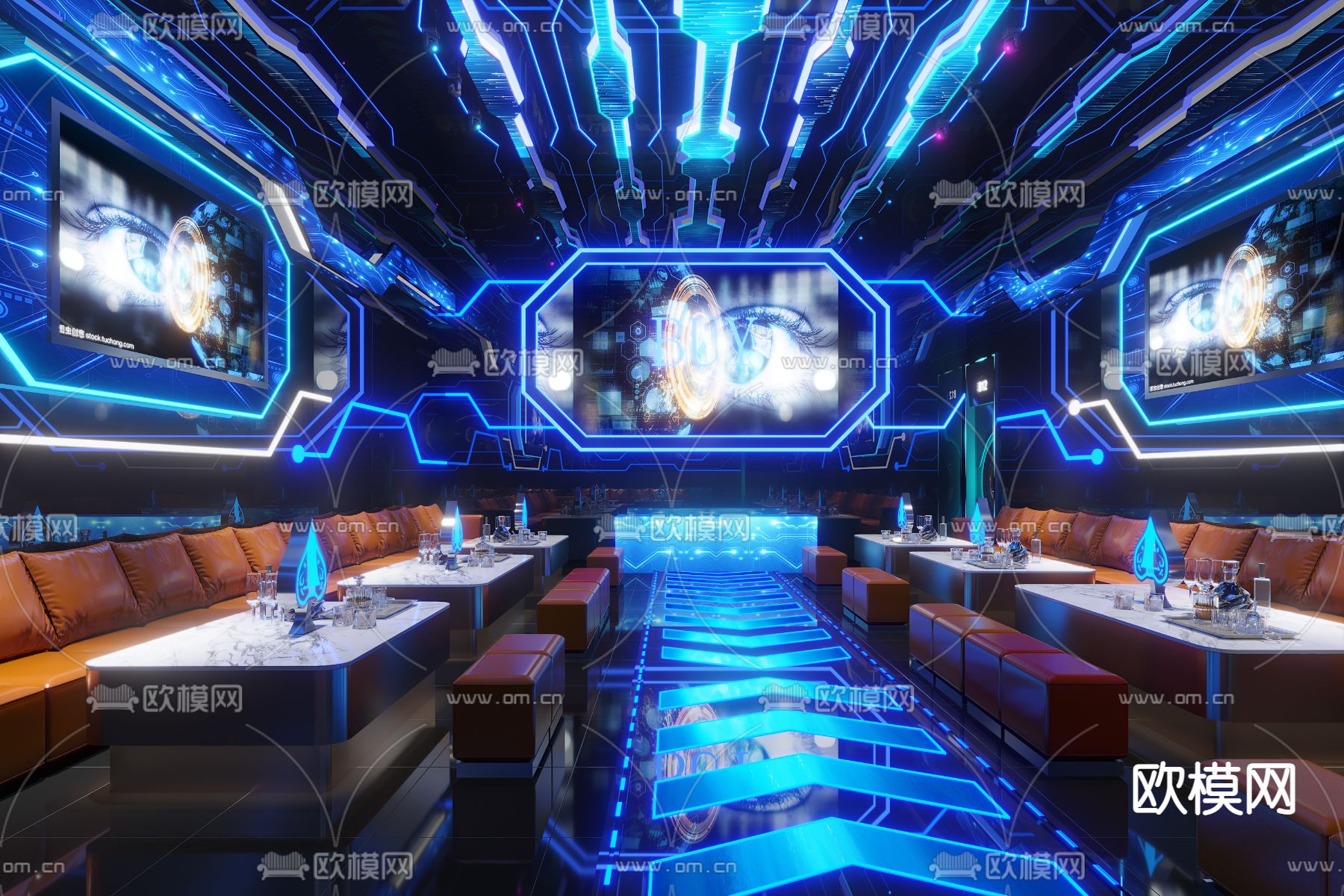 现代KTV包房3d模型下载（渲染图2）