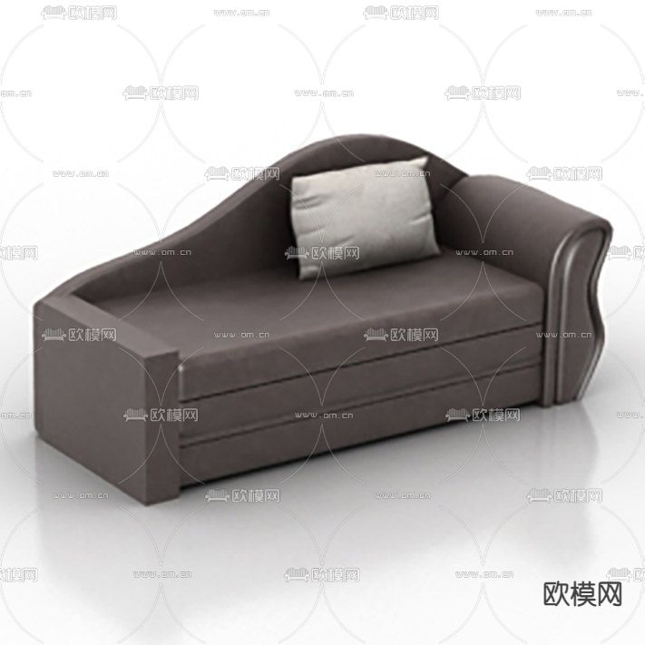 现代简约布艺实木贵妃椅免费3d模型下载