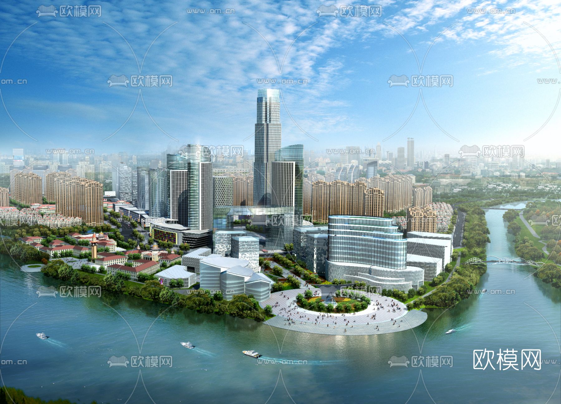 现代沿海城市外观psd下载