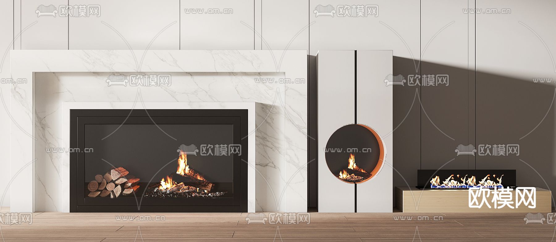 现代壁炉su模型下载（渲染图1）