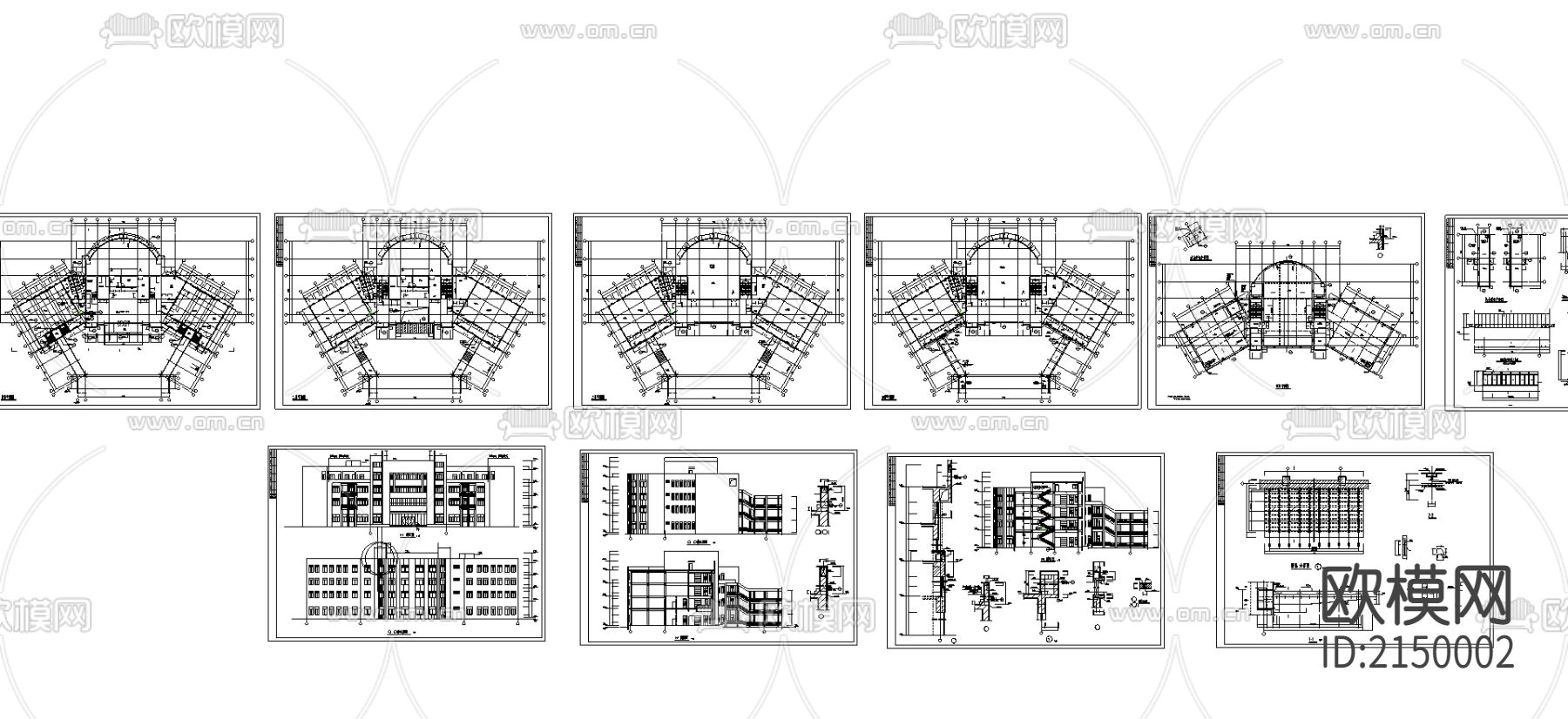 学校图书馆建筑cad施工图下载（渲染图1）