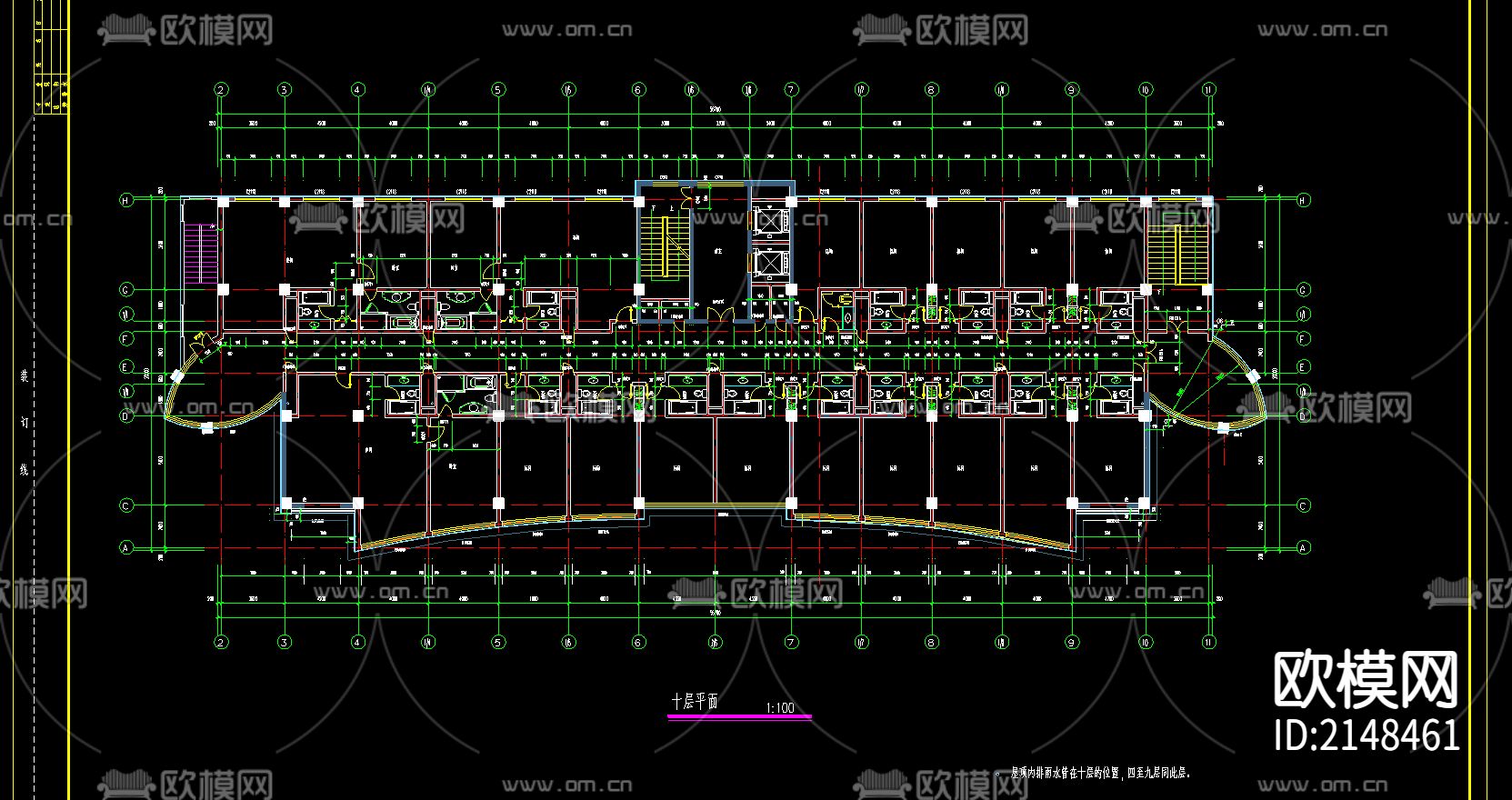 酒店建筑cad施工图下载（渲染图3）