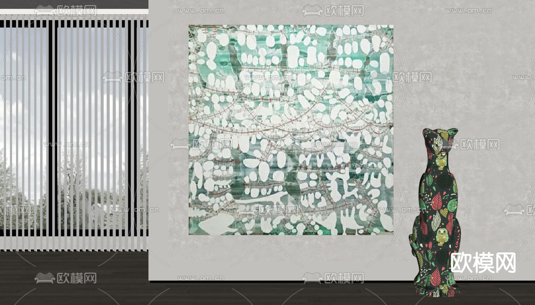 侘寂抽象装饰画su模型