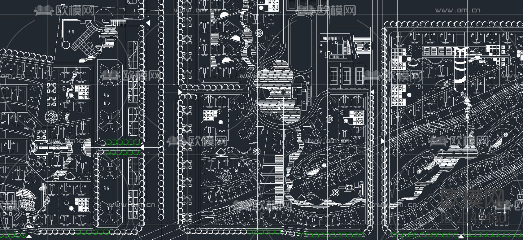 小区规划cad施工图下载（渲染图1）