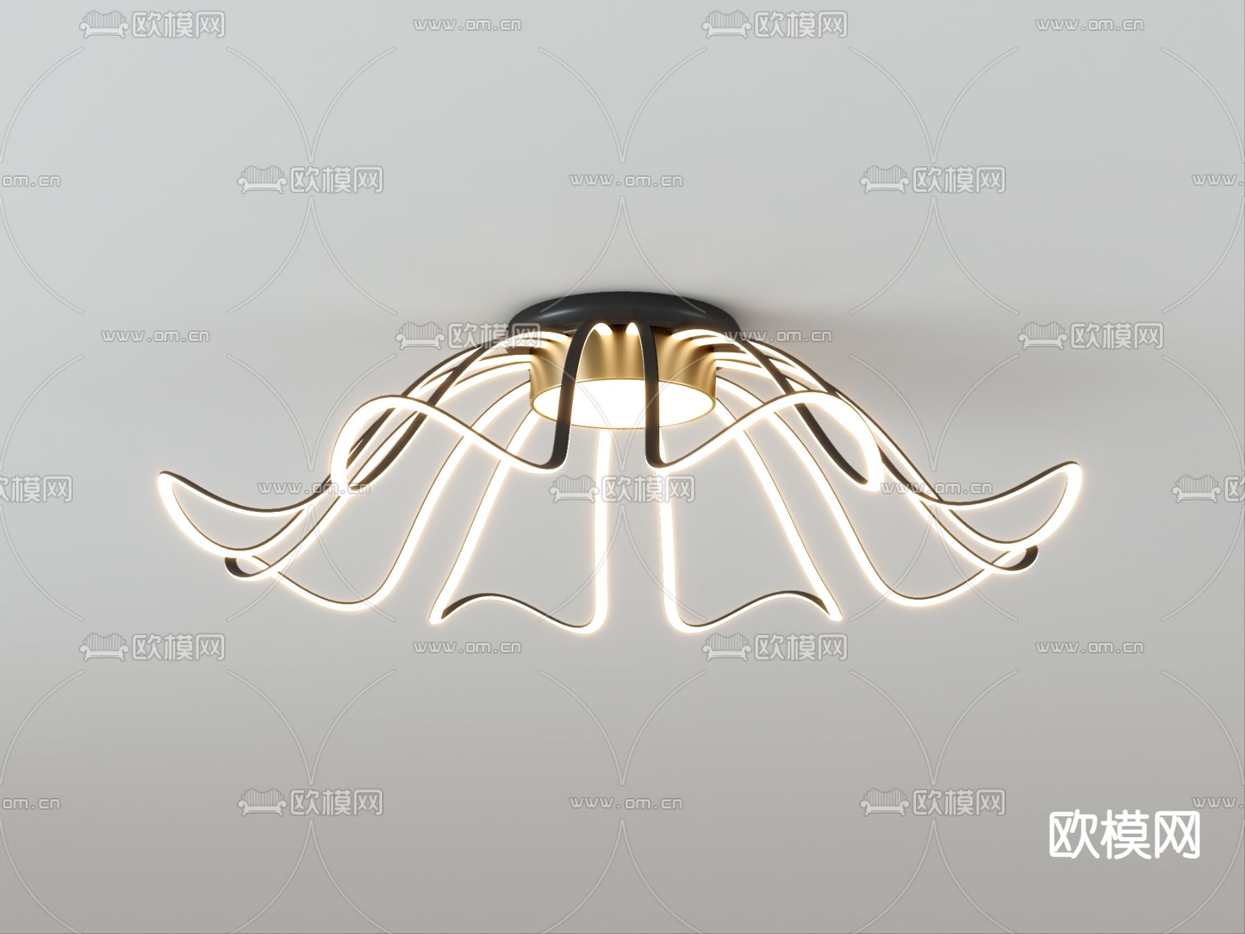 现代轻奢吸顶灯su模型下载（渲染图2）