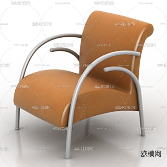 北欧简约不锈钢皮革休闲椅免费3d模型下载