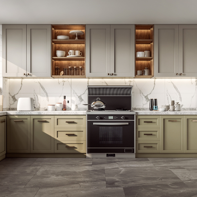 简欧厨房su模型