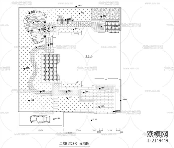 別墅庭院花園景觀cad施工圖下載(渲染圖3)