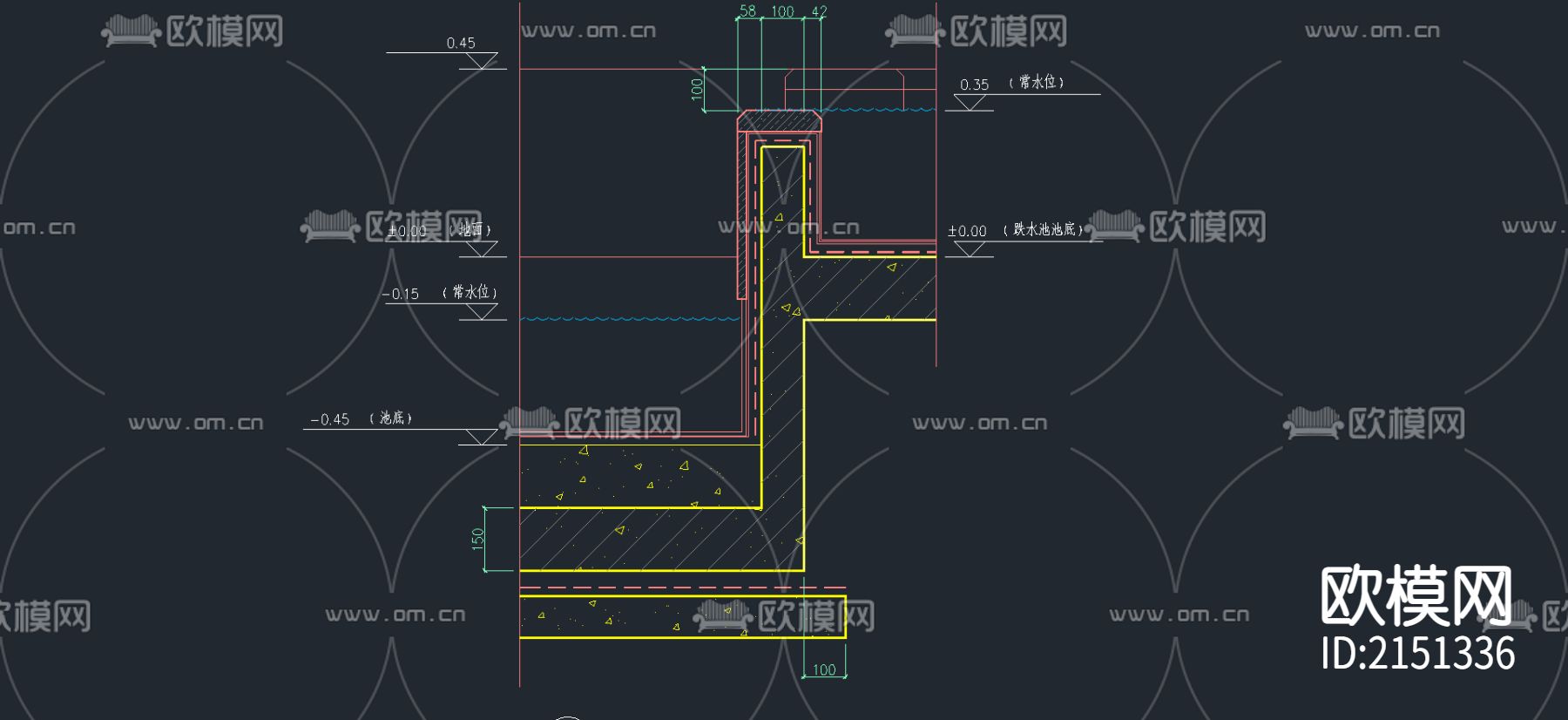 跌水池cad图库下载（渲染图1）