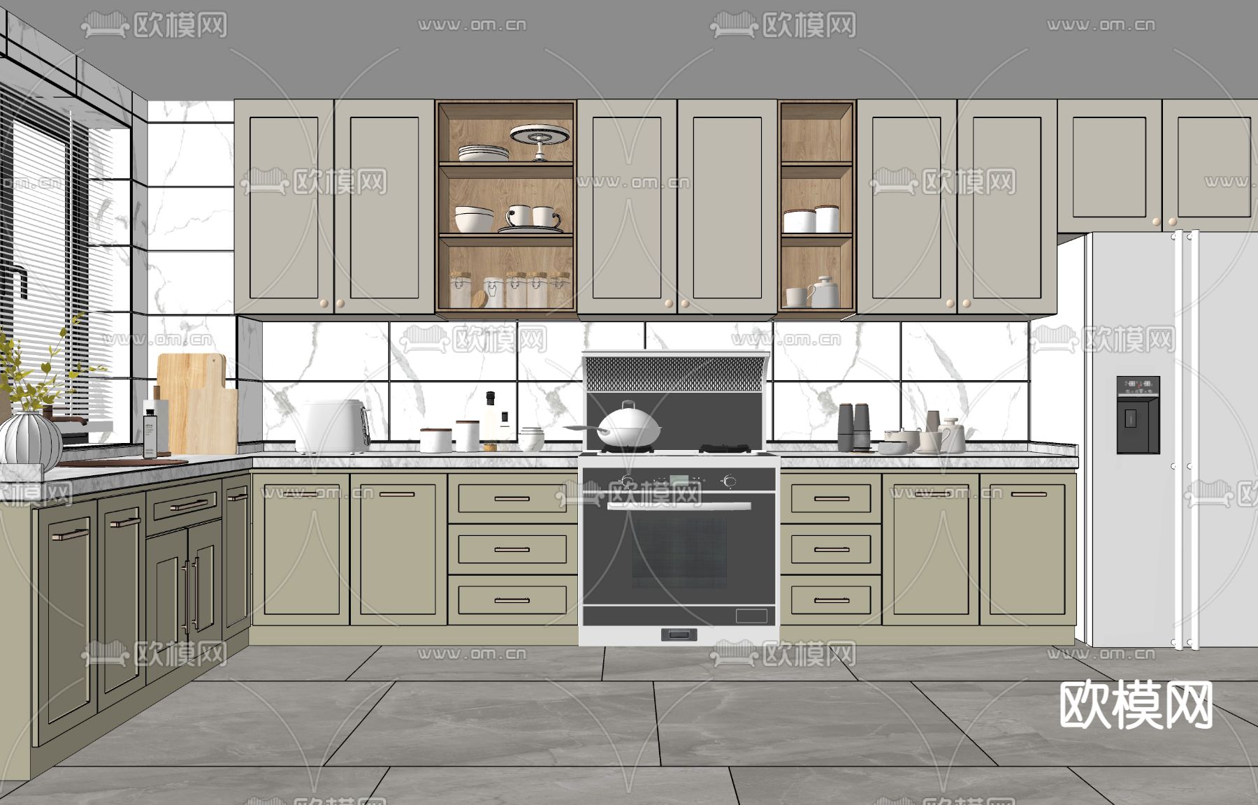 简欧厨房su模型