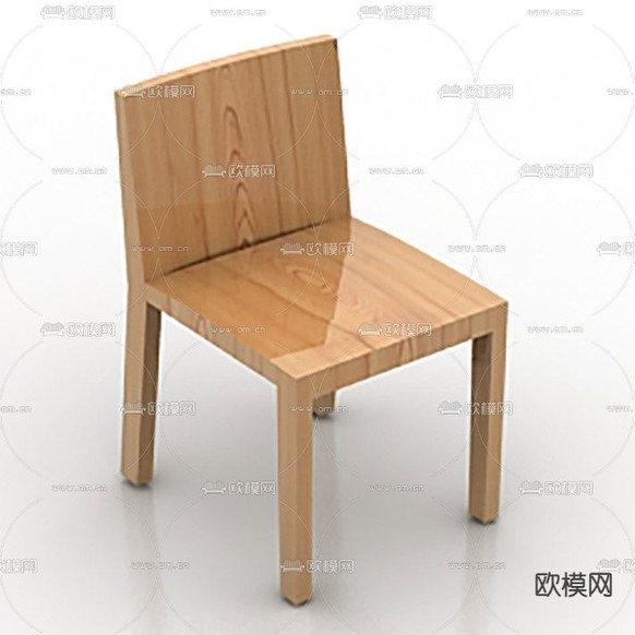 现代简约实木单椅免费3d模型下载