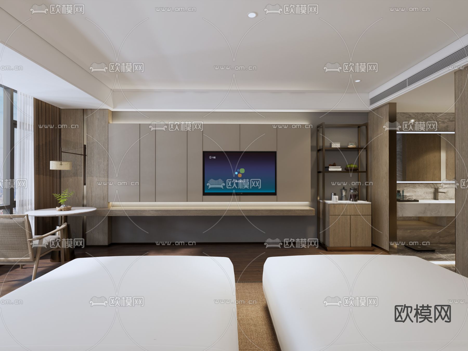现代酒店客房su模型