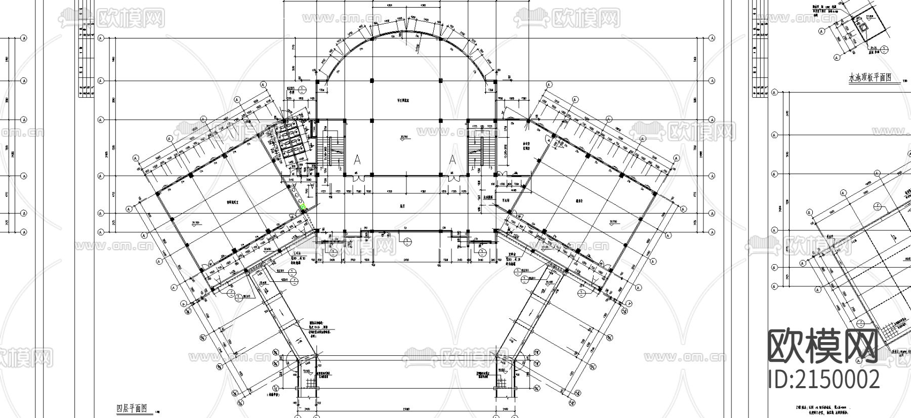 学校图书馆建筑cad施工图下载（渲染图2）