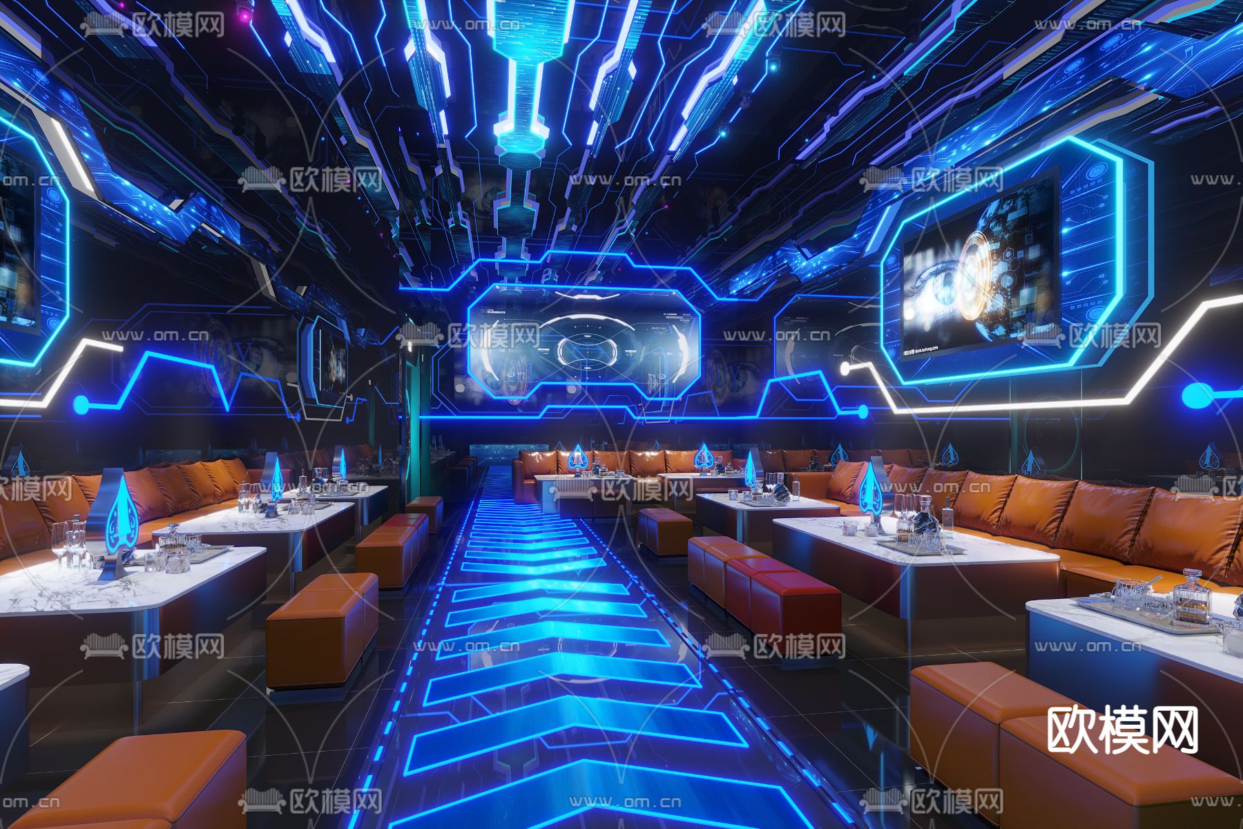 现代KTV包房3d模型下载（渲染图1）
