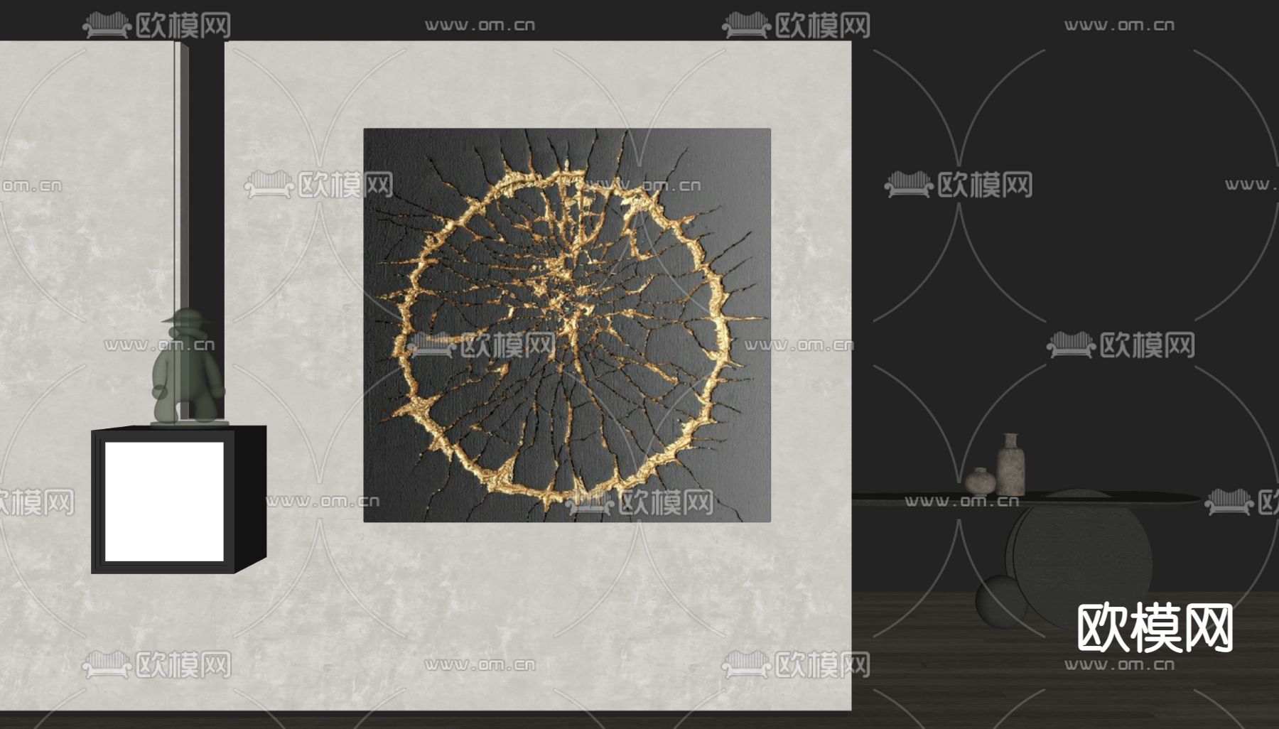 侘寂抽象装饰画su模型