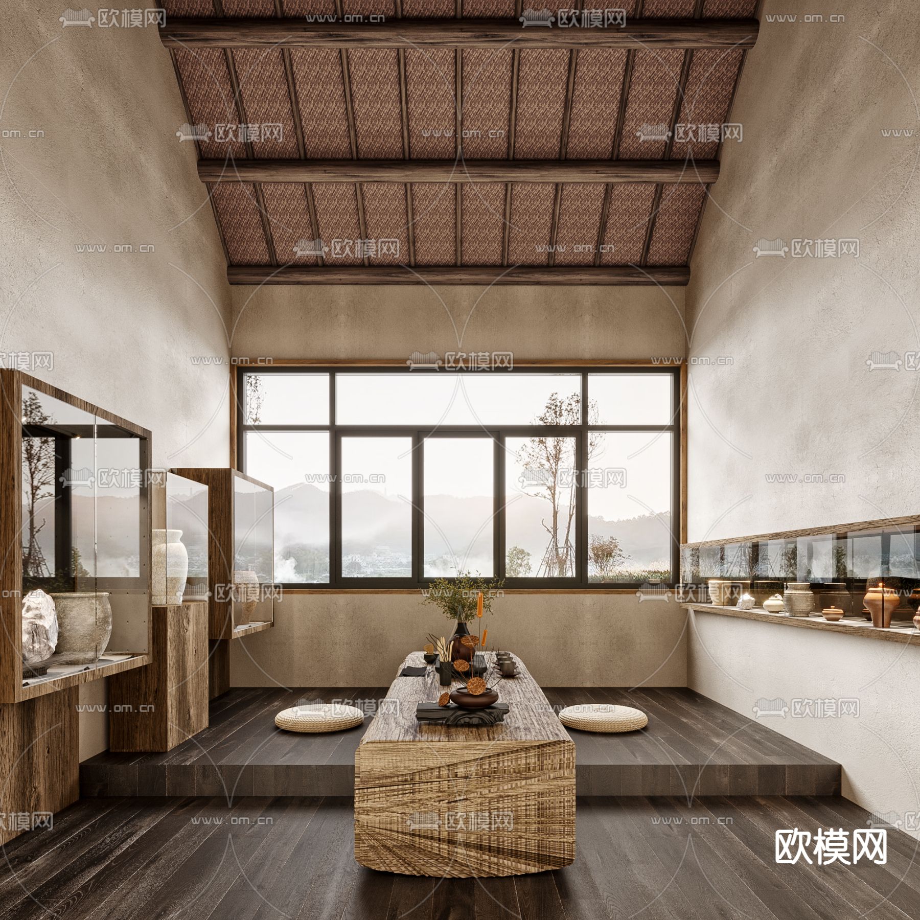 侘寂风榻榻米茶室3d模型下载_ID11983138_3dmax免费模型-欧模网