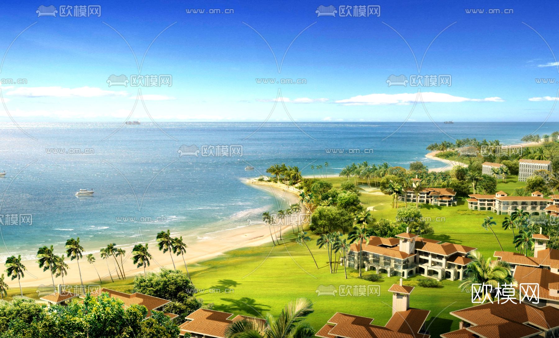 欧式沿海度假村psd下载