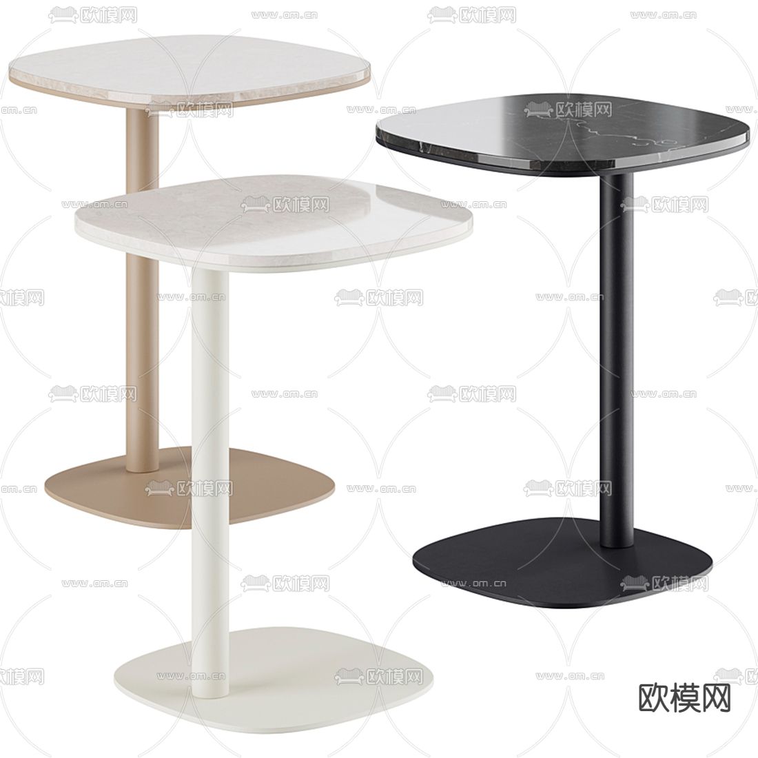 现代大理石边几角几3d模型下载