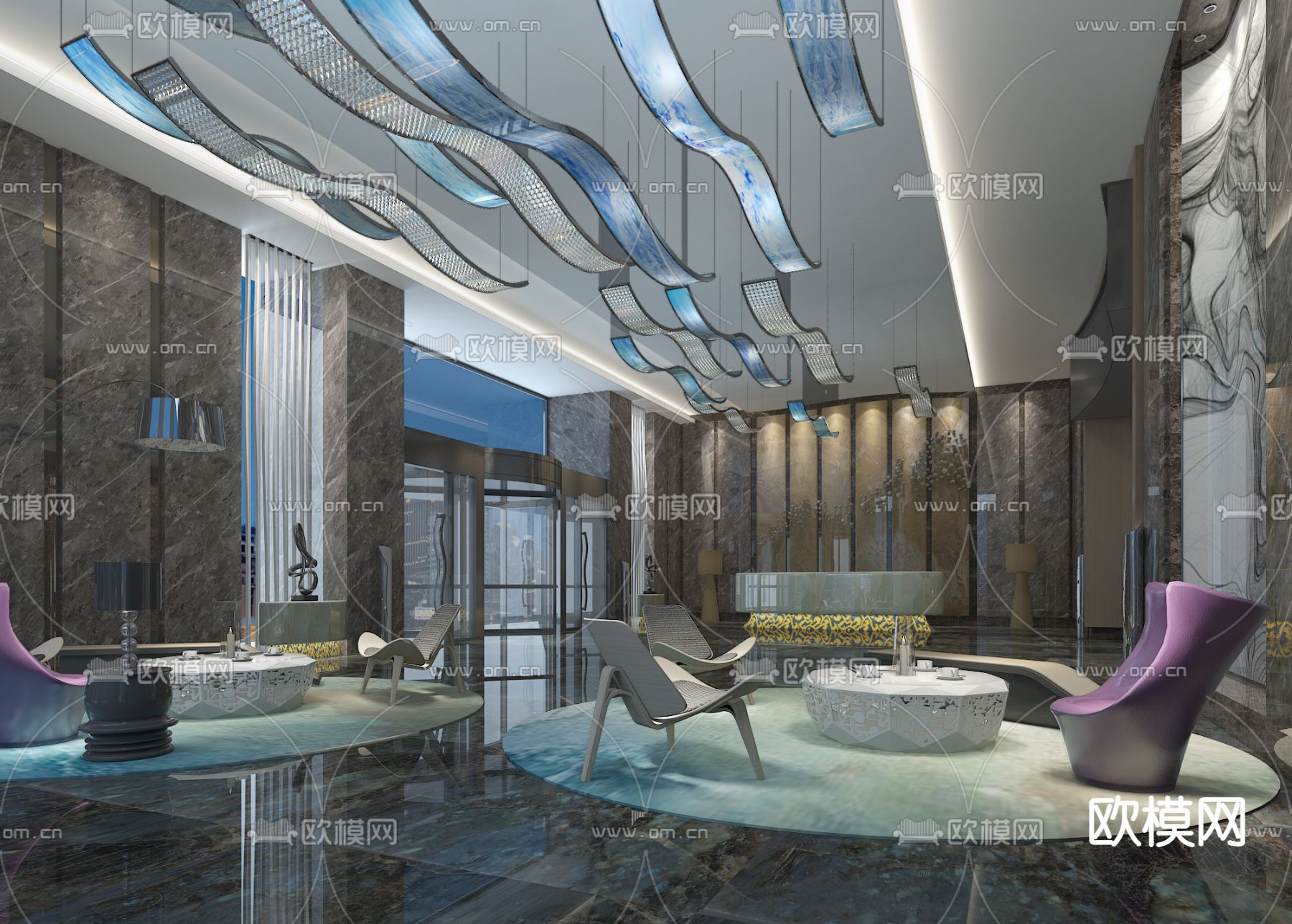 现代售楼处接待大厅免费3d模型下载