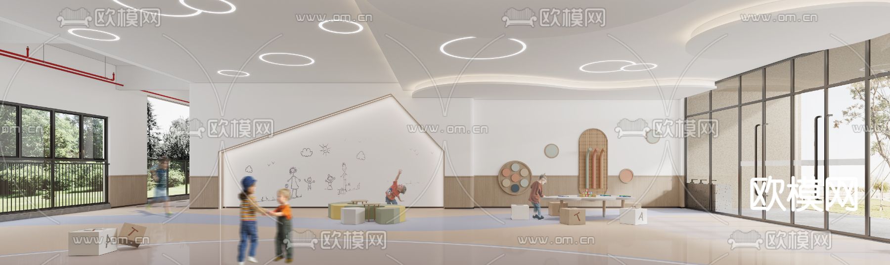 现代幼儿园活动教室3d模型