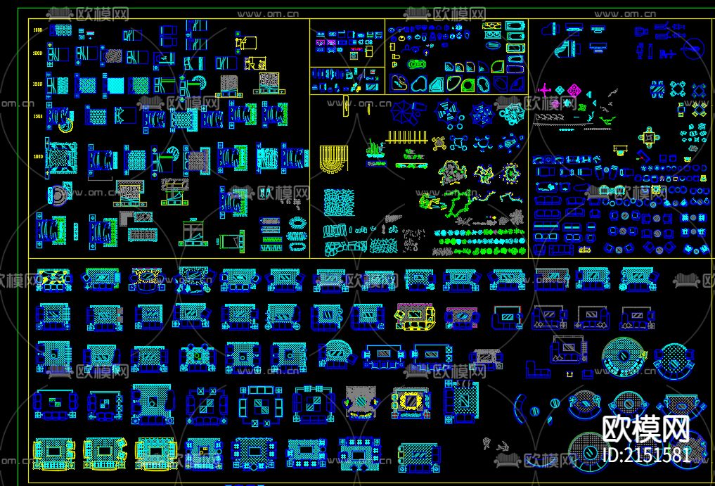平面图块cad图库下载（渲染图3）