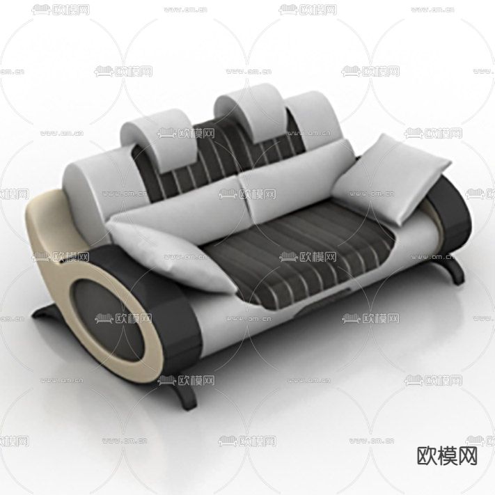 现代轻奢创意皮革双人沙发免费3d模型下载