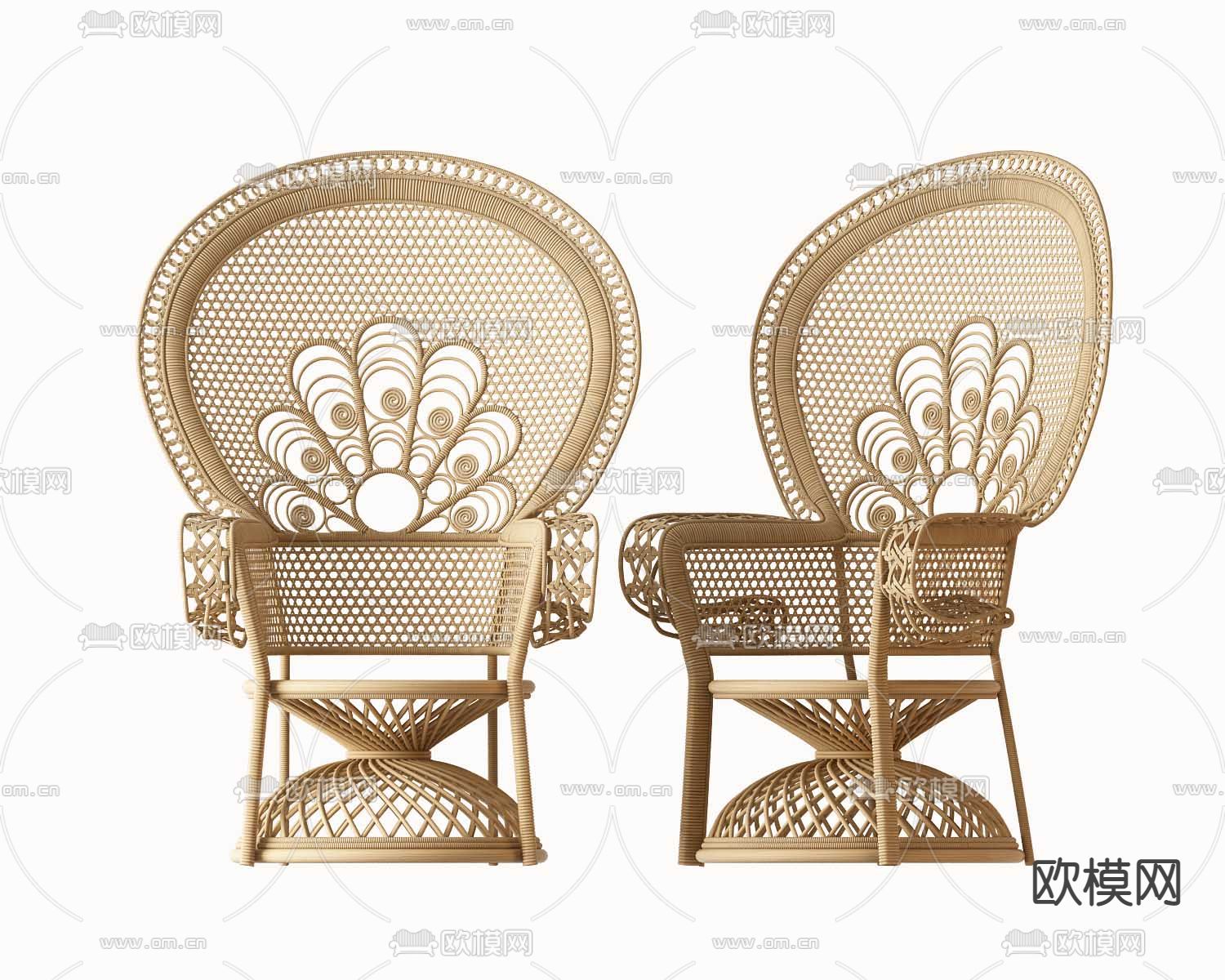 东南亚藤编编织竹编休闲椅3d模型下载