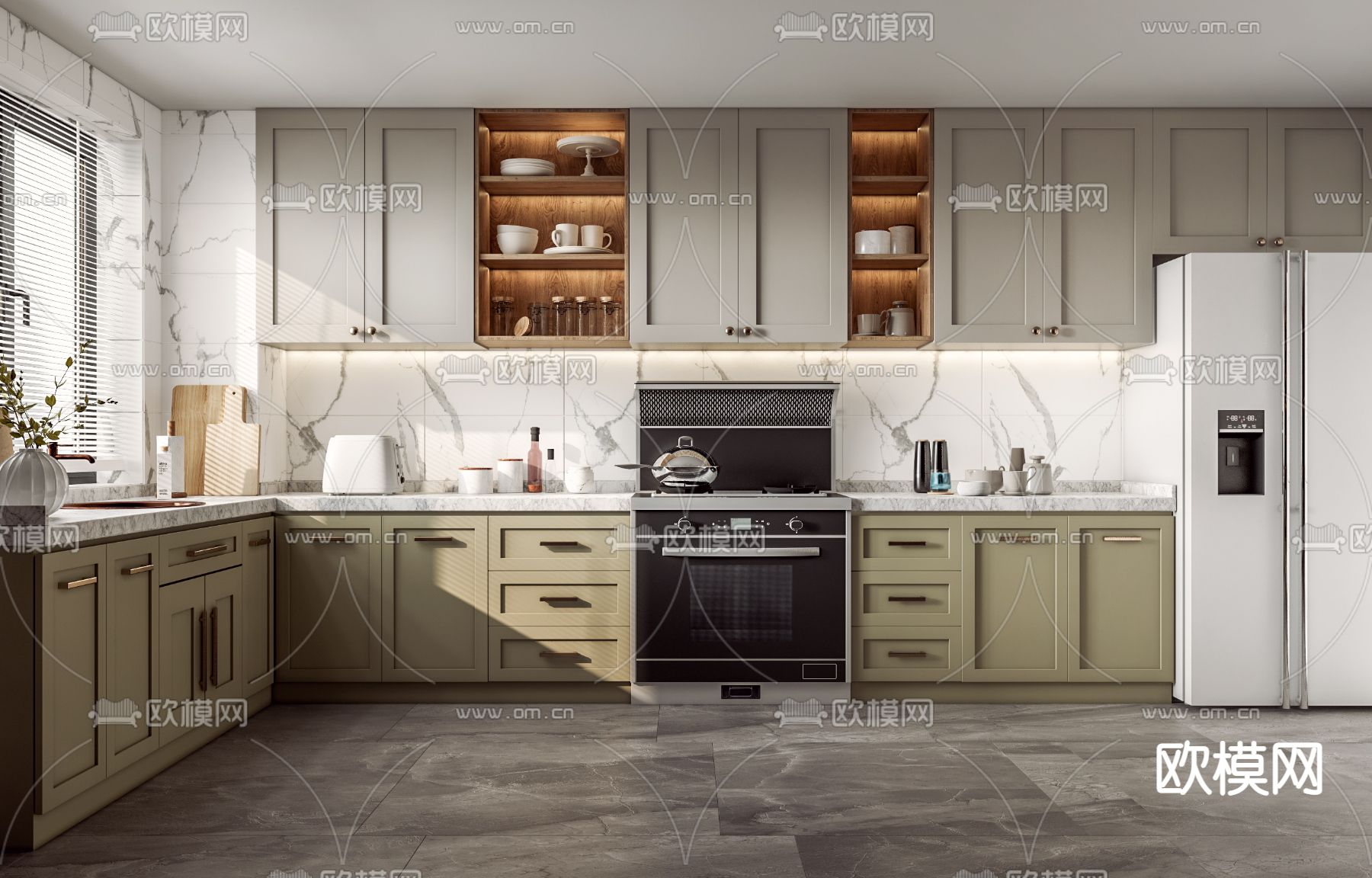 简欧厨房su模型