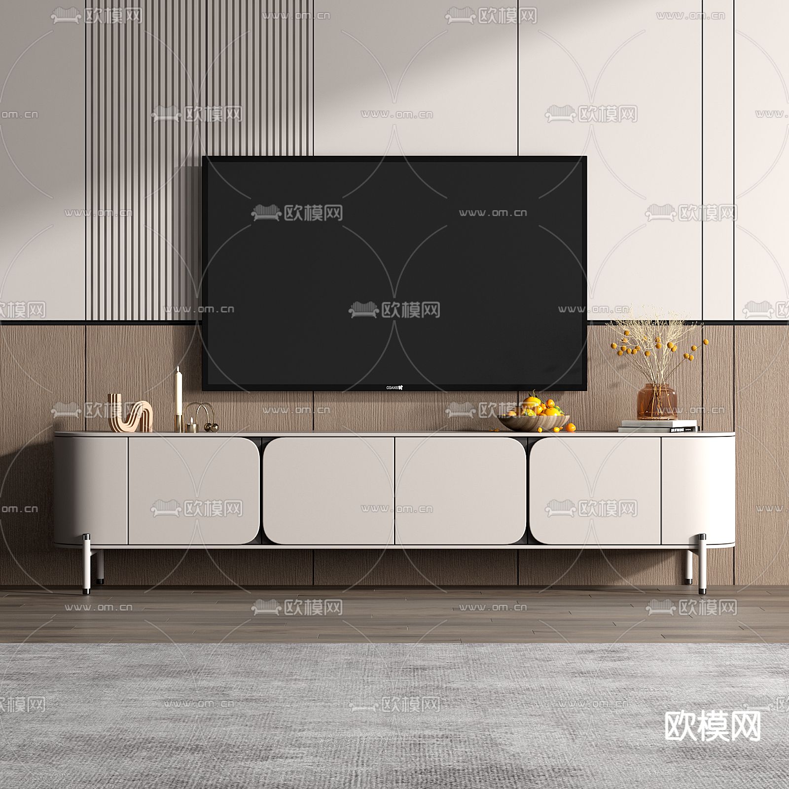 现代轻奢电视柜3d模型下载