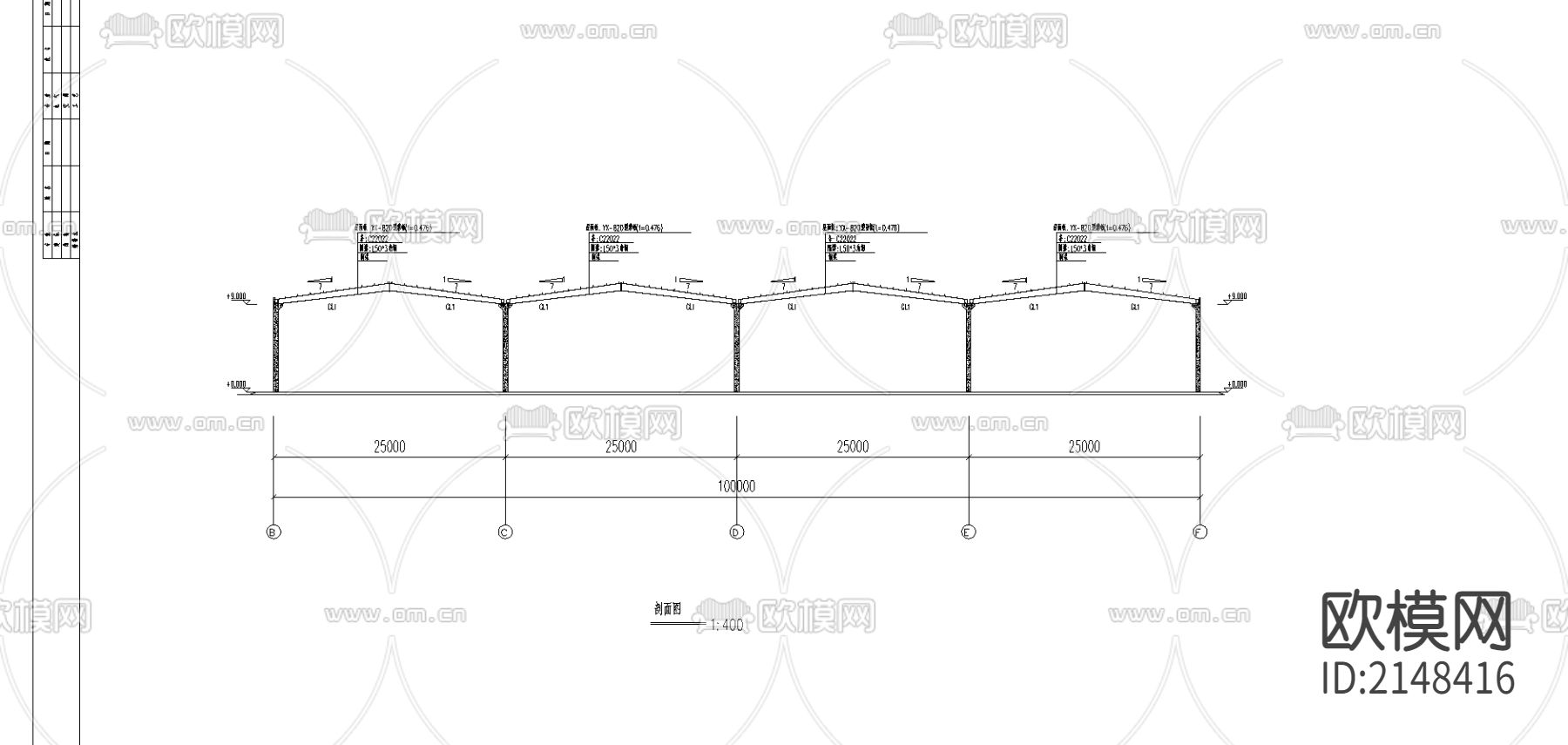 钢结构总装车间CAD施工图下载（渲染图5）