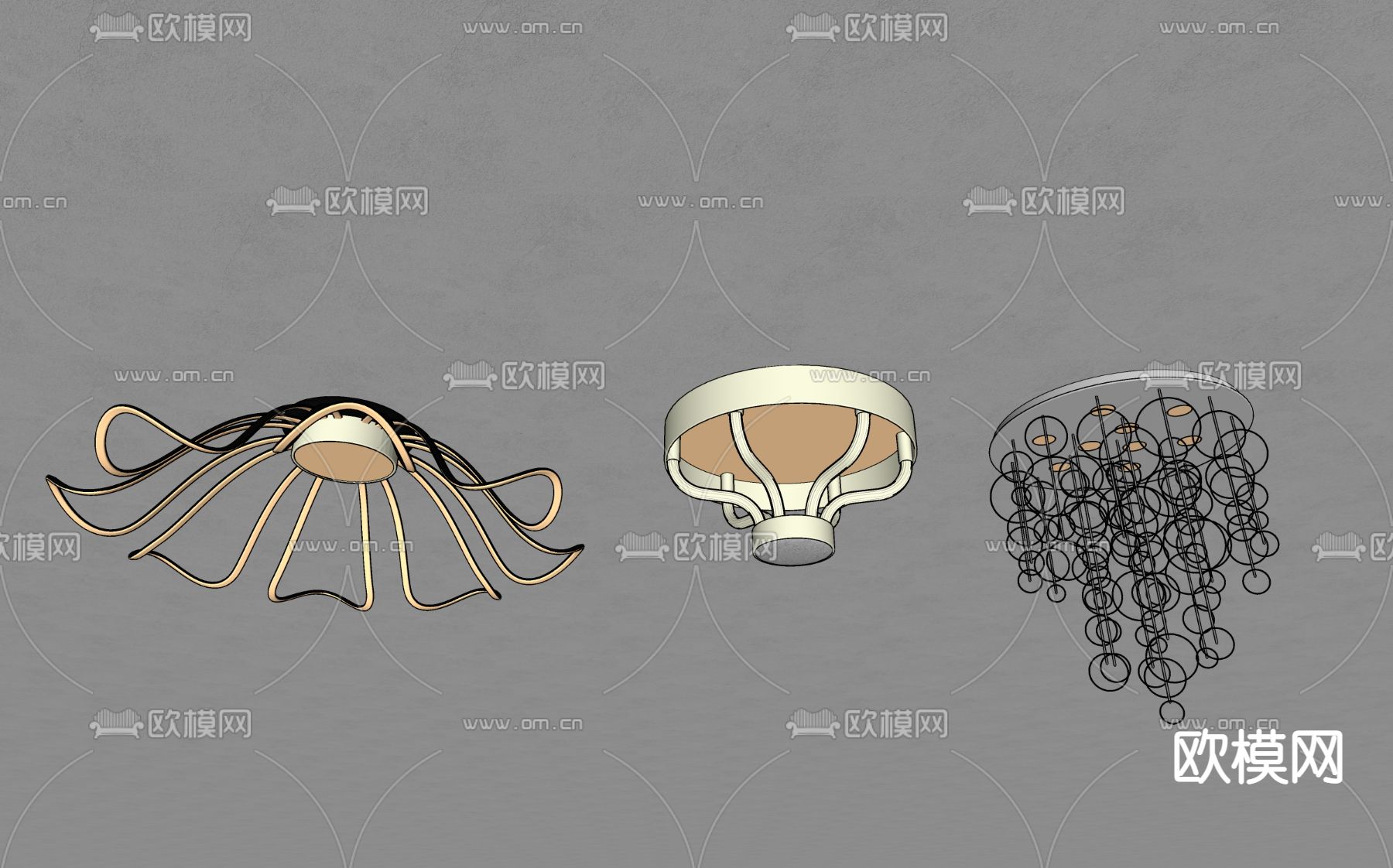 现代轻奢吸顶灯su模型下载（渲染图5）