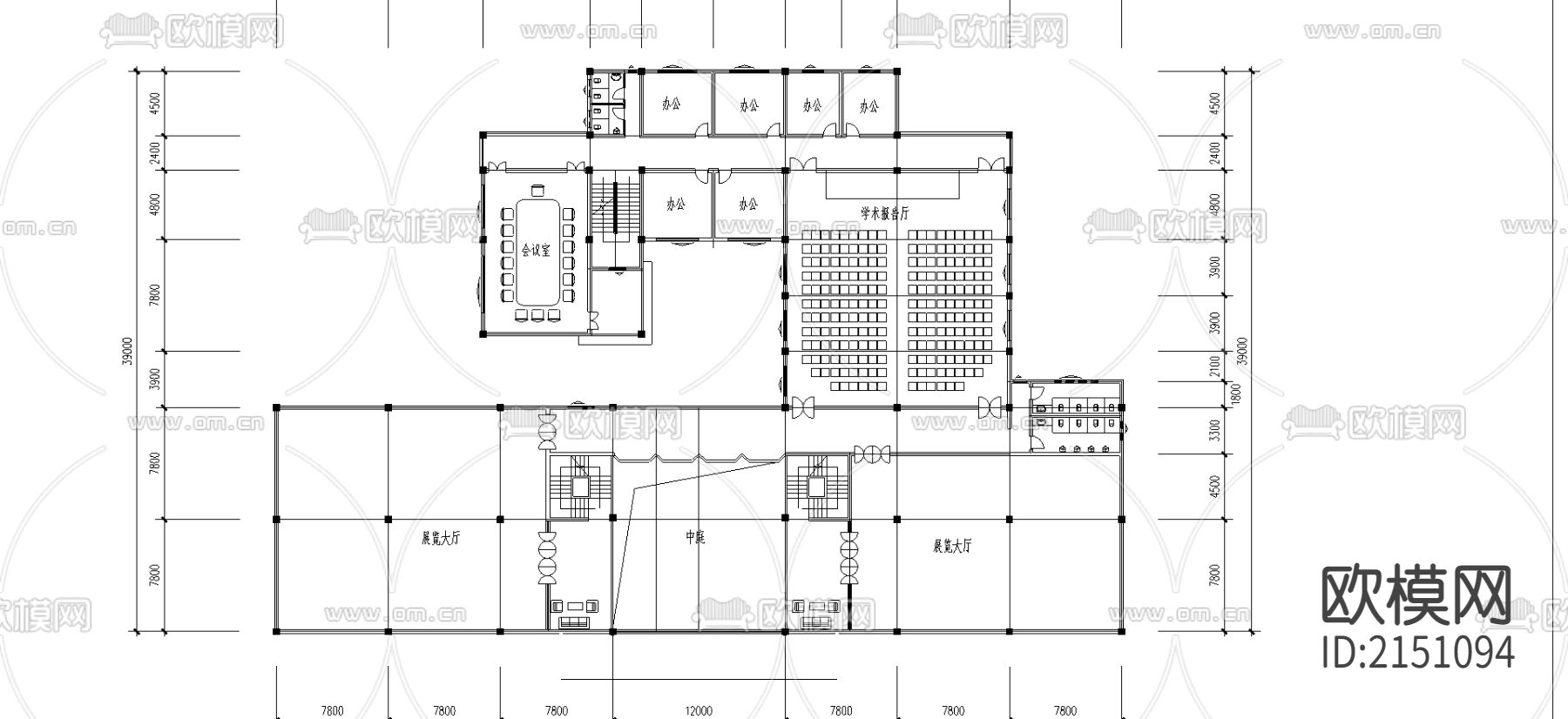 文化艺术中心博物馆cad施工图下载（渲染图2）