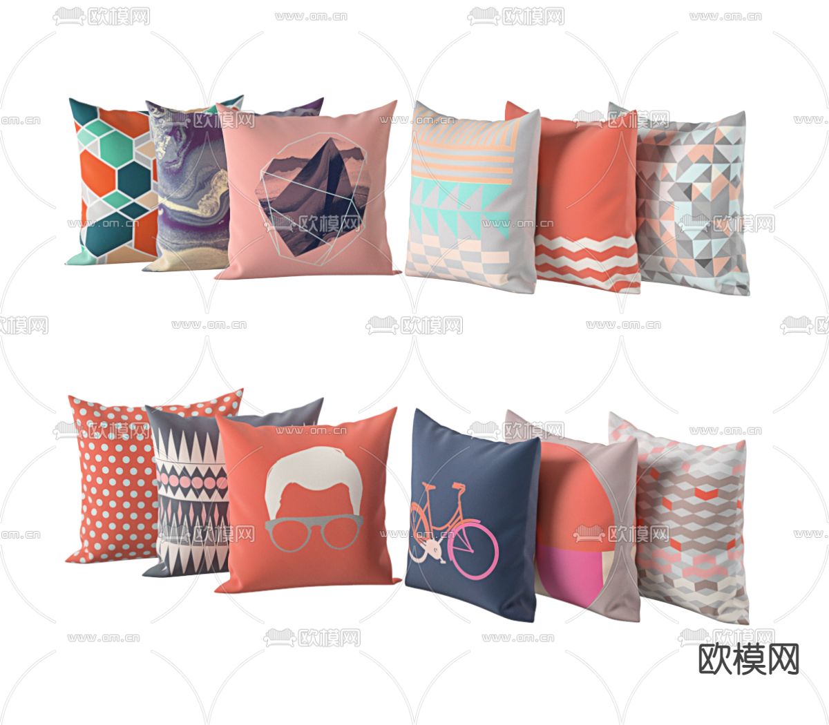 孟菲斯风抱枕3d模型下载