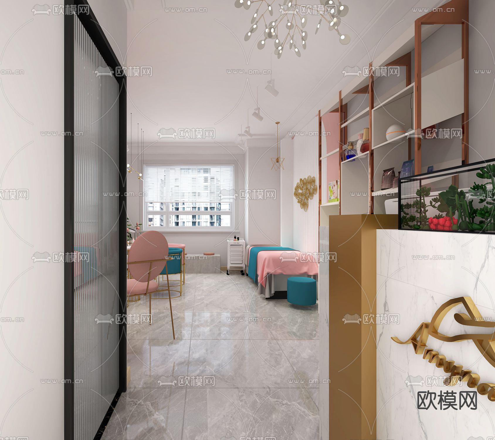现代美容美甲店免费3d模型下载（渲染图3）