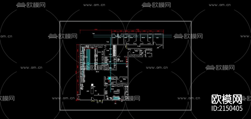 星級(jí)酒店廚房平面cad圖庫(kù)下載