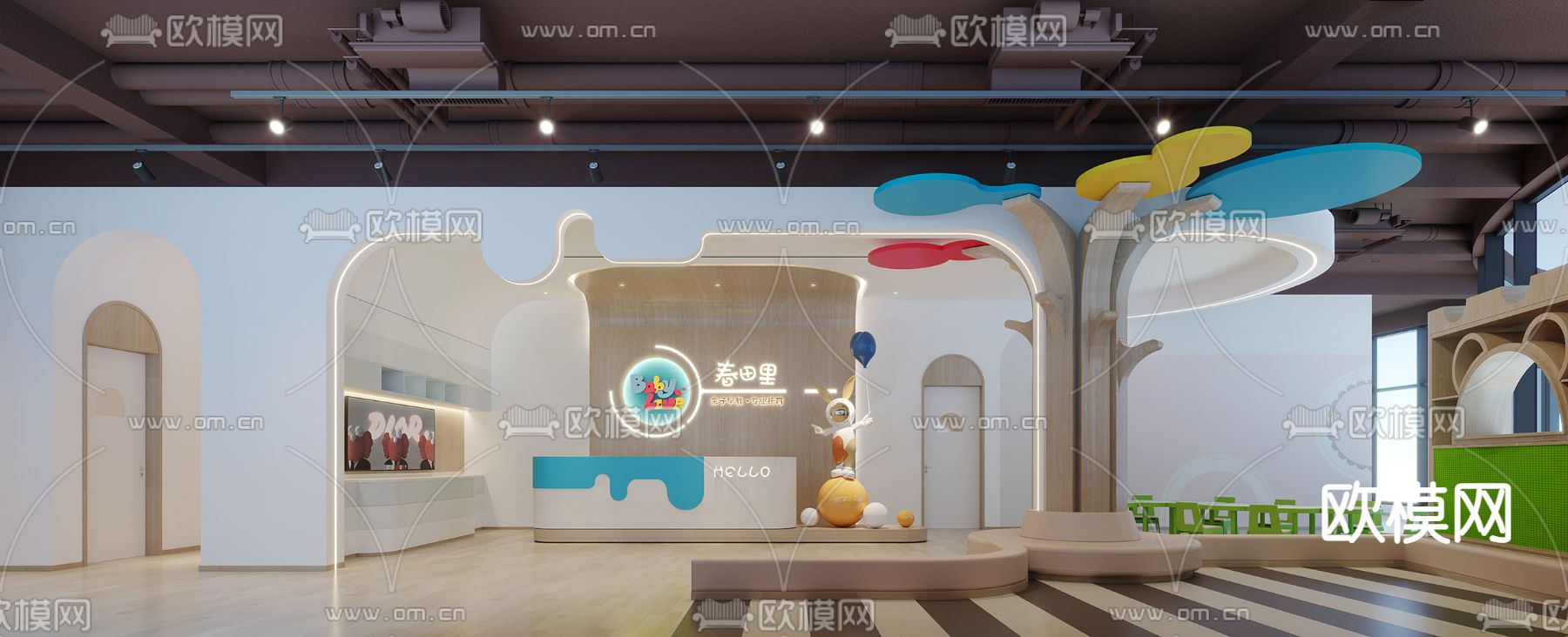 北欧幼儿园前厅前台接待3d模型下载