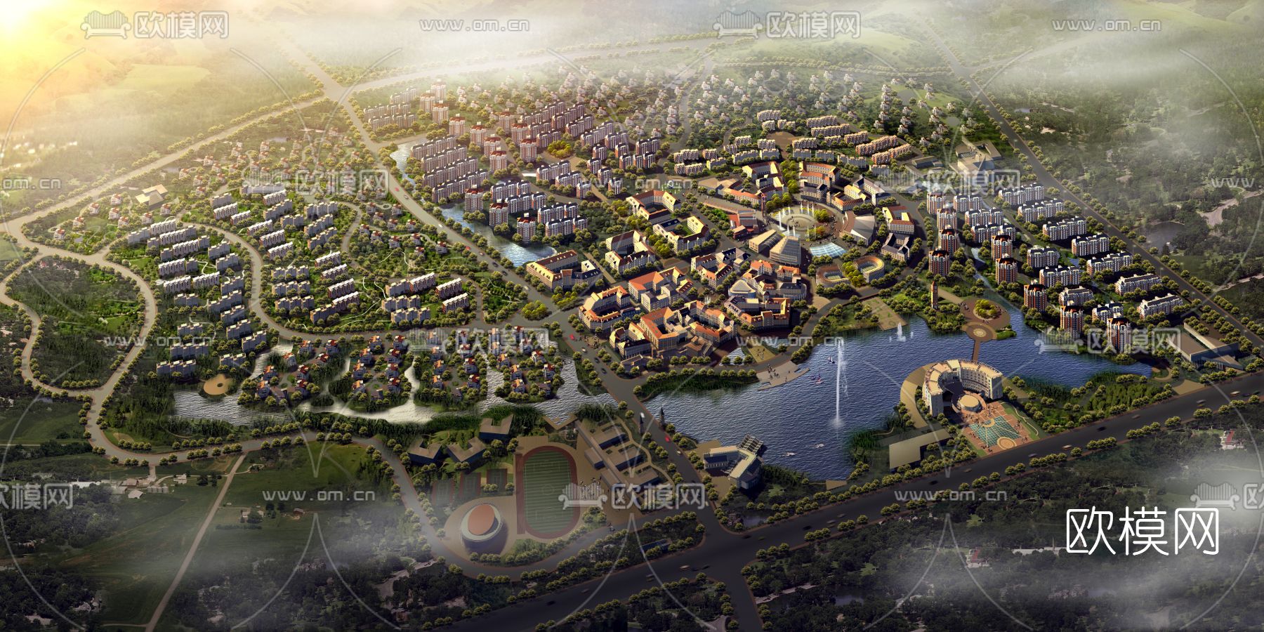 现代城市鸟瞰psd下载