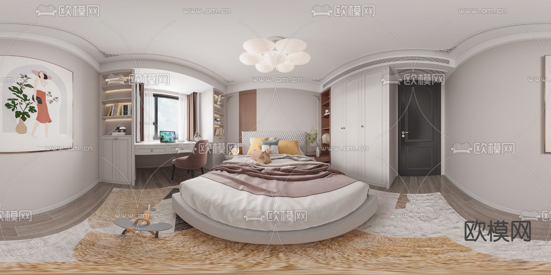 法式卧室女孩房cr全景3d模型