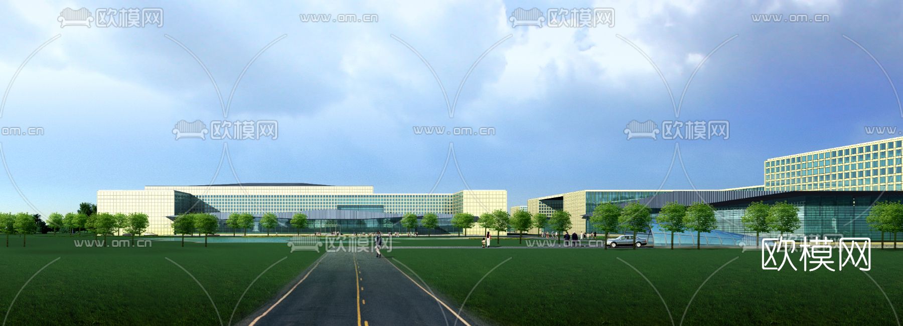 现代学校外观psd下载