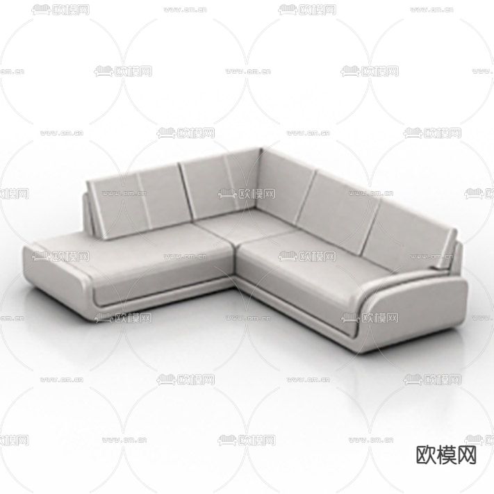 现代轻奢皮革转角多人沙发免费3d模型
