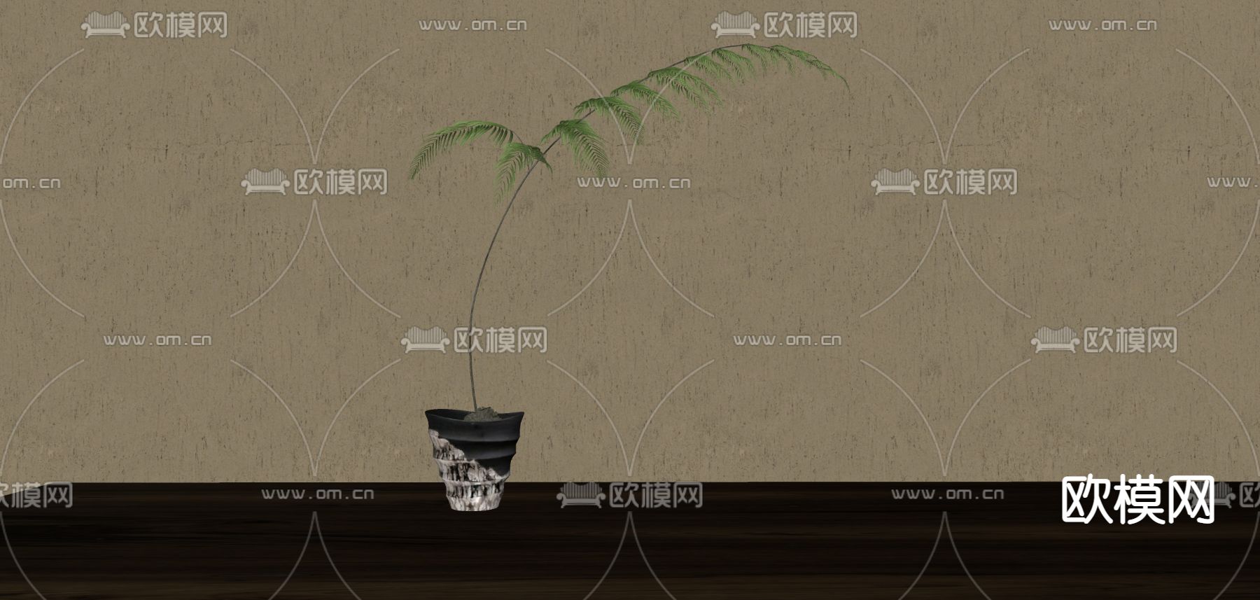 现代植物盆栽su模型下载（渲染图2）