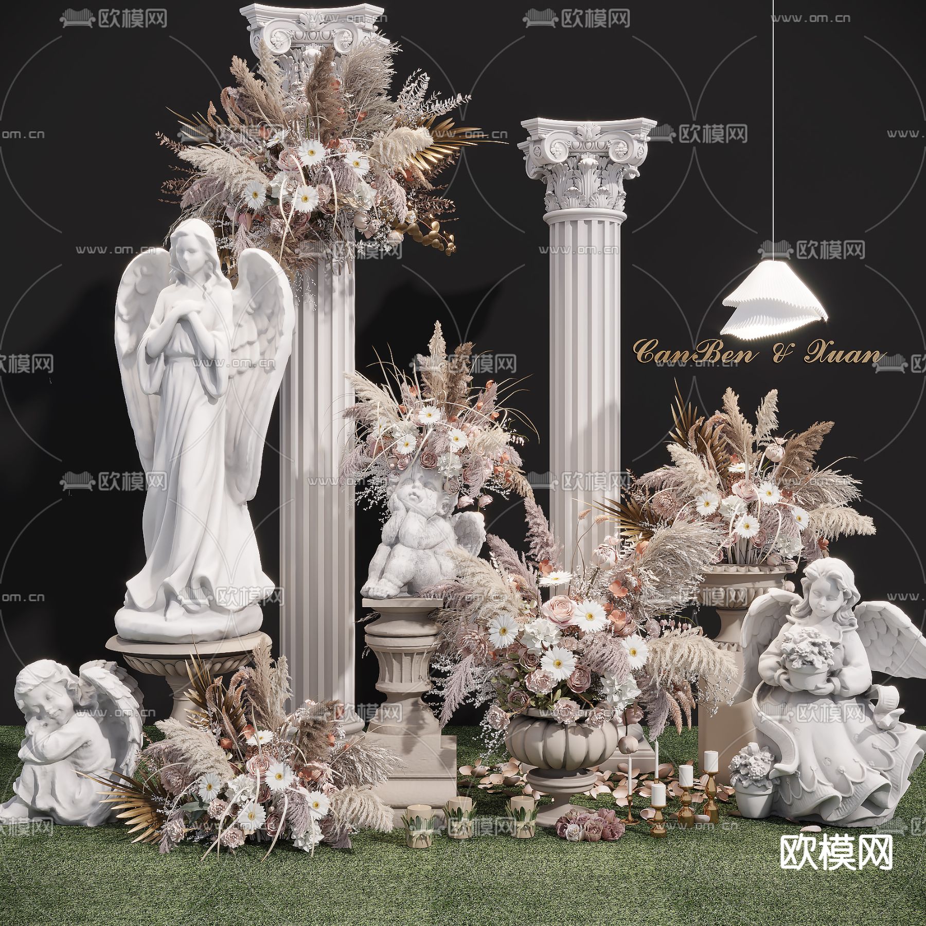 欧式婚庆花艺美陈3d模型